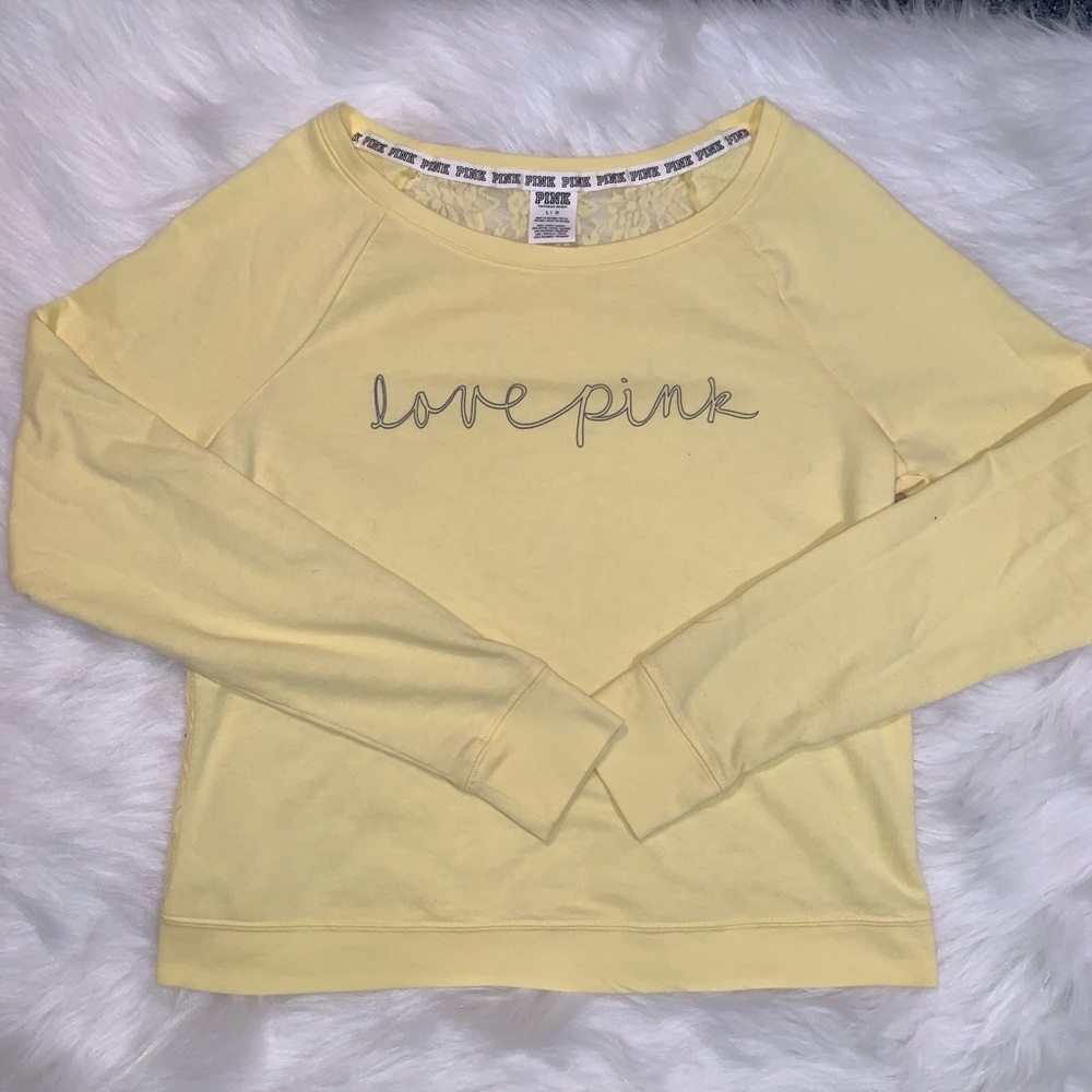 PINK lightweight longsleeve w lace back in yellow